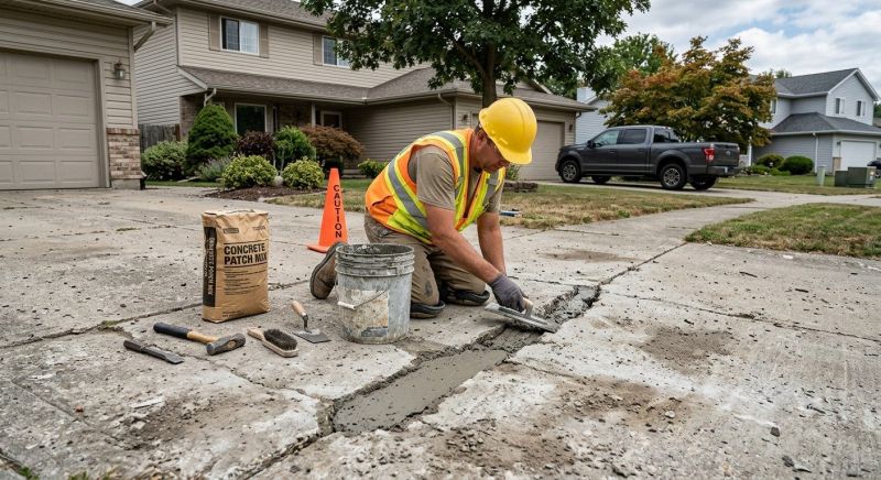 Concrete Driveway Crack Repair in West Des Moines, IA